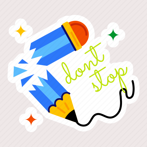 Broken pencil, dont stop, drawing pencil, lead pencil, motivational words sticker - Download on Iconfinder