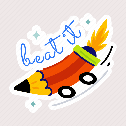 Beat it, school pencil, lead pencil, education startup, drawing pencil sticker - Download on Iconfinder