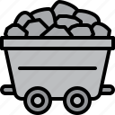 coal, wagon, cart, trolley, sedimentary, rock, fuel, energy, carbon