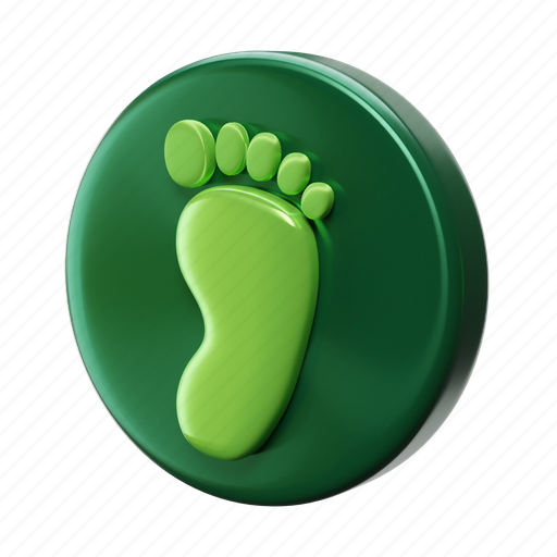 Footprint, green, earth, ecology, environment 3D illustration - Download on Iconfinder