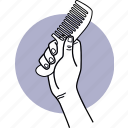 comb, hand, holding, grooming