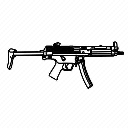 Army, gun, hkmp5a3, line drawing, pistol, police, weapon icon - Download on Iconfinder