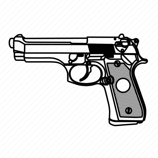 Army, gun, line drawing, m9300dpi, pistol, police, weapon icon - Download on Iconfinder
