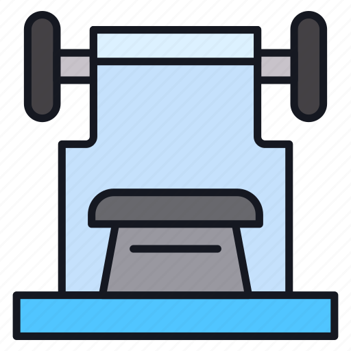 Gym, sports and competition, bench press, fitness, workout machine, weightlifting, barbell icon - Download on Iconfinder