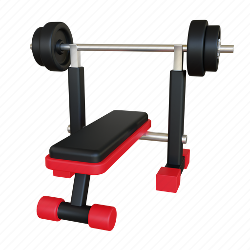 Gym, weight lifting, fitness, weightlifting, barbell, workout, bench press 3D illustration - Download on Iconfinder