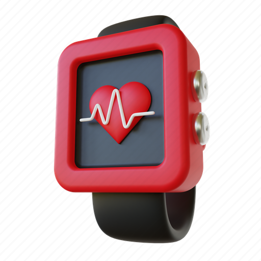 Smartwatch, tracker, cardio, heartbeat, aerobic, gadget, tracking 3D illustration - Download on Iconfinder