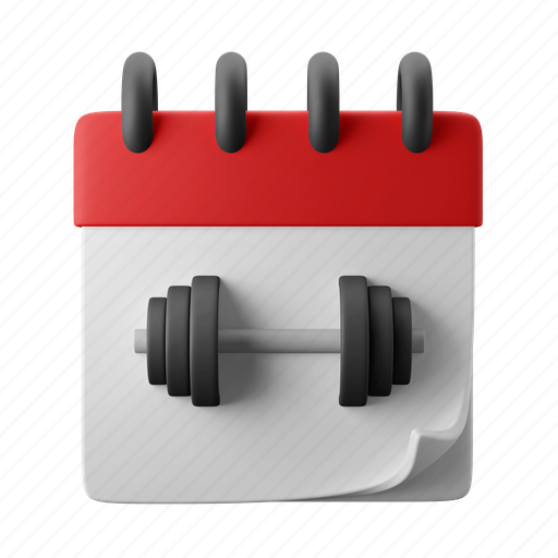 Workout, schedule, calendar, gym, routine 3D illustration - Download on Iconfinder