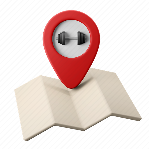 Gym, location, gps, map, marker 3D illustration - Download on Iconfinder