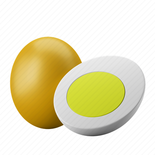 Boiled, egg, food, healthy, meal 3D illustration - Download on Iconfinder