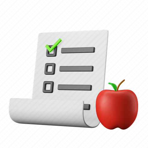 Diet, planner, nutrition, healthy, checklist 3D illustration - Download on Iconfinder