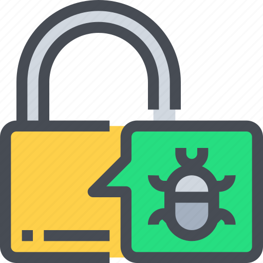 Bug, hack, padlock, secure, security, virus icon - Download on Iconfinder