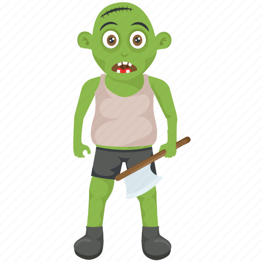 Halloween character, halloween costume, zombie apocalypse, zombie attack, zombie with axe icon - Download on Iconfinder