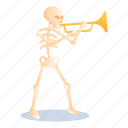 music, party, playing, skeleton, tattoo, trumpet