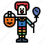 balloon, monster, trick, clown, halloween, or, treat 