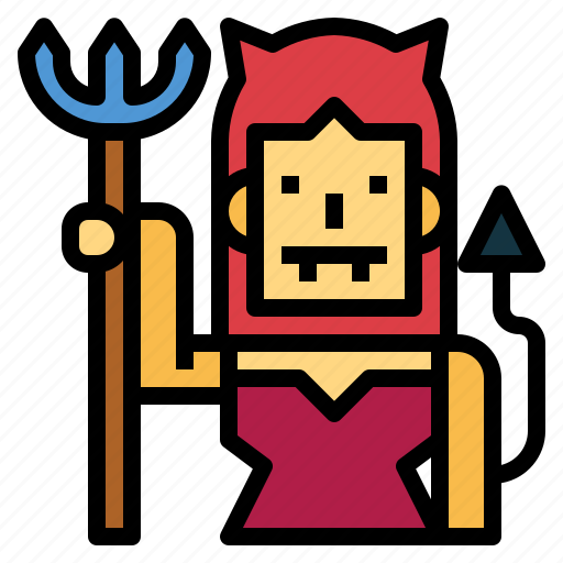Halloween, woman, costume, trident, devil icon - Download on Iconfinder
