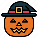 pumpkin, hat, jack, lantern, halloween, o, witch
