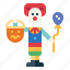 clown, treat, trick, or, monster, balloon, halloween 