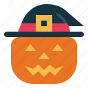 witch, jack, pumpkin, o, hat, lantern, halloween