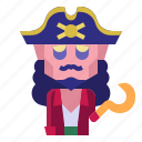 pirate, skull, corsair, costume, hook