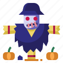 scarecrow, scary, character, decoration, pumpkin