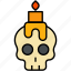 halloween, skull, candle, flame, death, scary 