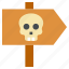 halloween, sign, banner, location, skull, point 
