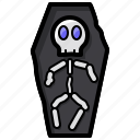 skeleton, coffin, halloween, doodle, scary, horror, ghost