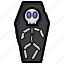 skeleton, coffin, halloween, doodle, scary, horror, ghost 