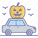 pumpkin on car, dreadful, fearful, halloween pumpkin, horrible