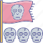 skull flags, horror flags, skull, dangerous, spooky 