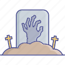 zombie hand, dead man, grave hand, frightening, spooky