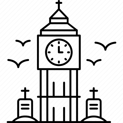 Graveyard tower, graves, stone, bats, spooky icon - Download on Iconfinder
