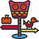 sign, pumpkin, halloween, owl, bird, arrow