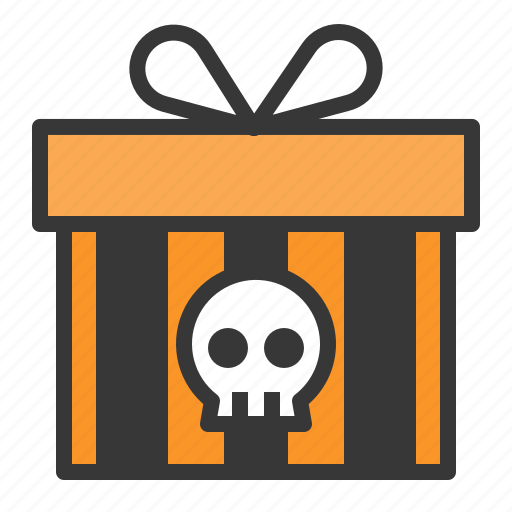Box, gift box, giftbox, halloween, package, scary, skull icon - Download on Iconfinder