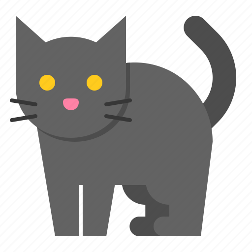 Black cat, cartoon, cat, cute, halloween, horror icon - Download on
