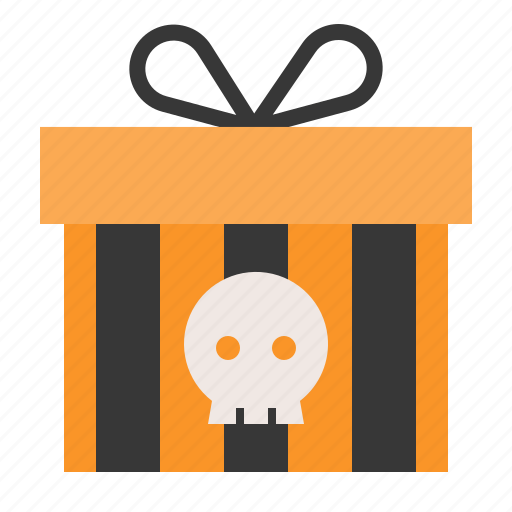 Box, gift box, halloween, package, scary, skull icon - Download on Iconfinder