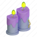 candles, two, decoration, halloween, green, light, worm, cute 