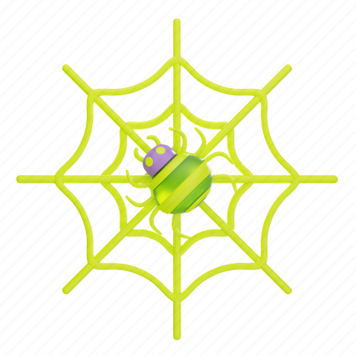 Spiderweb, halloween, spider, purple, green, animal 3D illustration - Download on Iconfinder