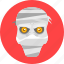 mummy, expression, face, head, mask, preserved, zombie 