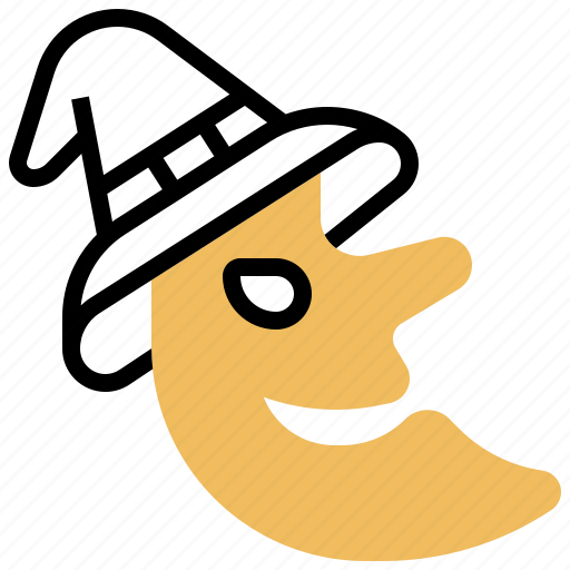 Crescent, face, halloween, hat, moon icon - Download on Iconfinder