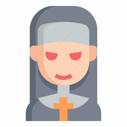 Nun, christian, spooky, terror, scary, costume, avatar icon - Download on Iconfinder