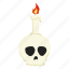 skull, candle, bones, death, halloween, skeleton, flame, fire, decoration 