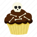 skull, cupcake, scary food, head, halloween, bone, death, horror, scary