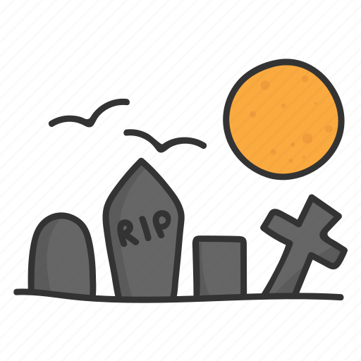 Graveyard, halloween, ghost, horror, bat, moon icon - Download on Iconfinder