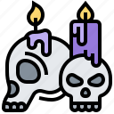 candles, creepy, decoration, halloween, skull