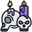 candles, creepy, decoration, halloween, skull 