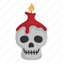 skull, candle, ghost, halloween, decoration, curse, horror