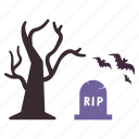 grave, halloween, hanging, night, rip, spider, tree