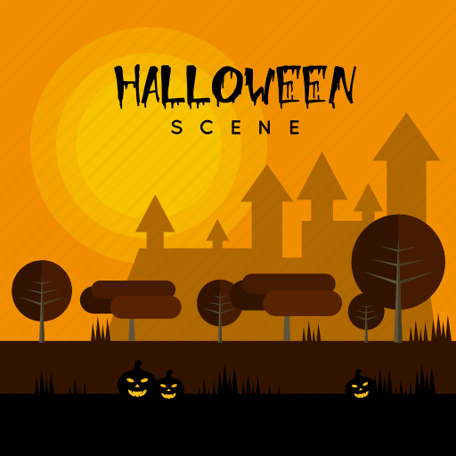 Castle, dark, halloween, holiday, pumpkin, scene, tree icon - Download on Iconfinder