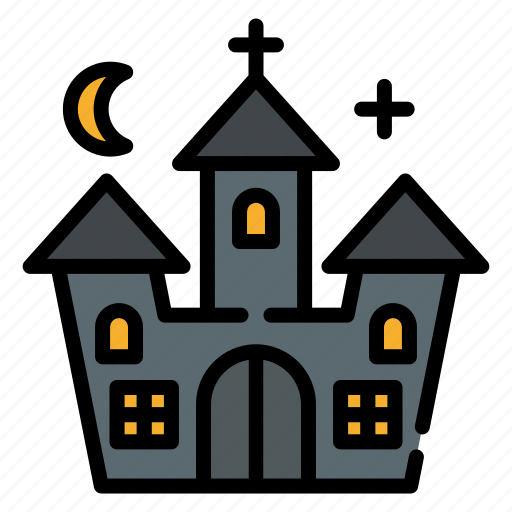 Castle, halloween, citadel, haunted house, night, moon, spooky icon - Download on Iconfinder